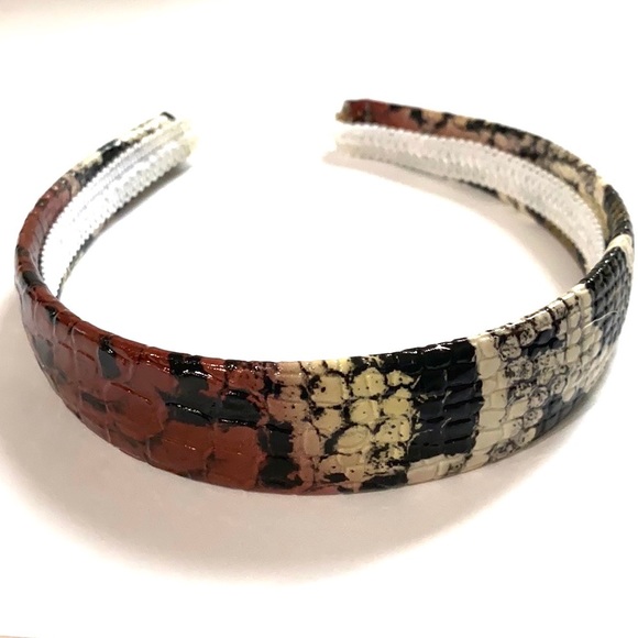 Accessories - Faux Snake Skin Headband 1” black white brown